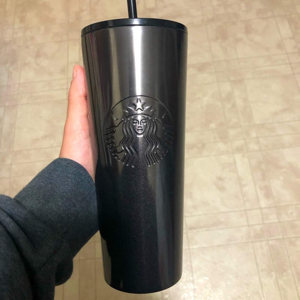 Dark grey Starbucks cup